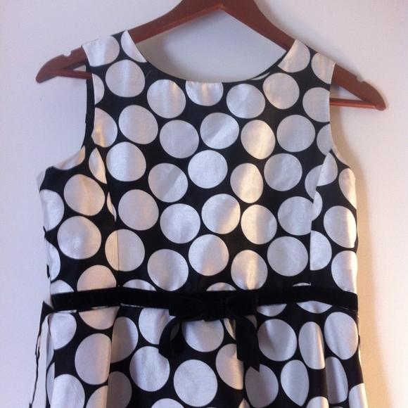 Rare Editions Black & White Polka Dot Dress Full - Picture 3 of 6